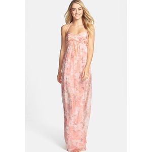 Blush Floral Silk Chiffon Bridesmaid/Prom Dress